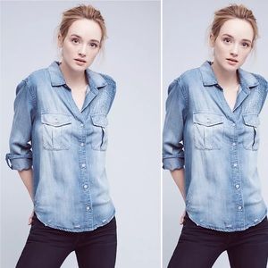 Anthropologie Cloth & Stone Lorian Embroidered Buttondown Shirt Sz S Retails $78